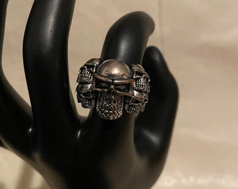 Stacked Skulls Ring | Stainless Steel | Gothic Horror Fantasy Halloween