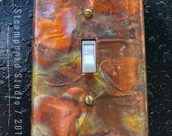 Handmade Copper Heart Light Switch Cover Plates