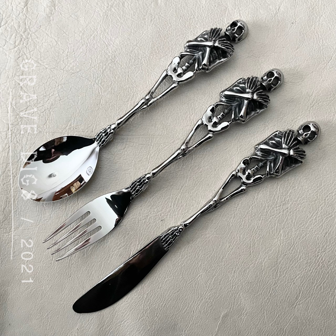 Skeleton Flatware Set 1 Spoon 1 Fork 1 Knife Kitchen Tableware