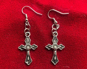 Cross of Death Earrings | Gothic Horror Fantasy Halloween
