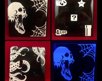 Custom Glow in the Dark Double Wide Light Switch and Outlet Cover Plates