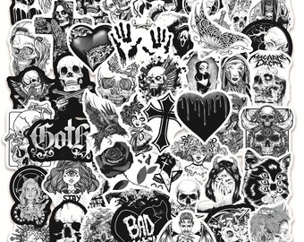 Gothic Punk Skeleton Skull Stickers | Style 3 | 50pc Sticker Set