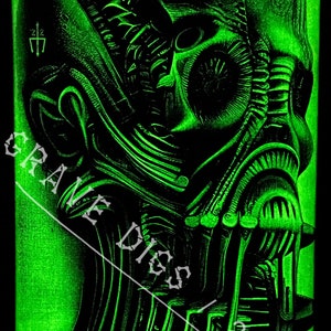 The Warden Original Glow In The Dark Leinwand Wandkunst Handarbeit Gothic Totenkopf Home Decor Bild 3