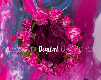 Nouveau-né Digital Background / Backdrop Pink Flowers Sale