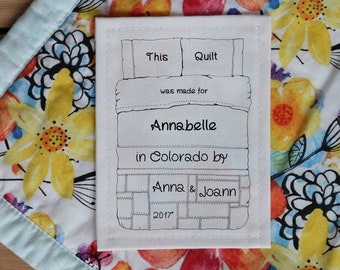 Free Shipping Black&White Personalized Sewing Labels | Personalized Quilt Labels | Custom Fabric Labels | Cut-Out Labels | Birth Stats Label