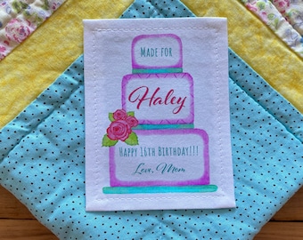 Etiquetas de edredones grandes, etiquetas de costura personalizadas, etiquetas de edredones personalizadas, etiquetas de tela, parche de edredones, regalo de cumpleaños para niñas, edredones para niños