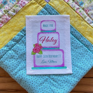 Etiquetas de edredones grandes, etiquetas de costura personalizadas, etiquetas de edredones personalizadas, etiquetas de tela, parche de edredones, regalo de cumpleaños para niñas, edredones para niños