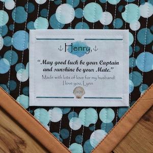 Große Quilt-Etiketten | Personalisierte Nähetiketten | Personalisierte Quilt-Etiketten | Benutzerdefinierte Stoffetiketten, Papa, Ehemann, Geschenke, Seemann, Ozeanleben