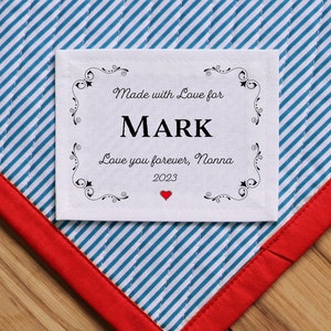 Etiquetas de costura personalizadas grandes, etiqueta de edredón hecha a mano, etiquetas de tela personalizadas, edredón de cabaña de troncos, parche de edredón, etiquetas personalizadas Envío gratuito