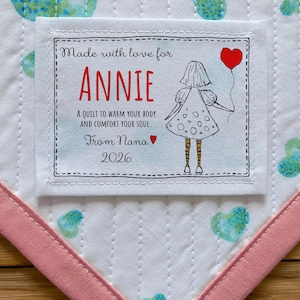 Etichette personalizzate in tessuto di cotone, etichette personalizzate, etichette per trapunte, toppe per trapunte, dati di nascita ritagliati, neonata, regalo per bambina, spedizione gratuita
