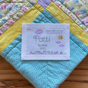 Große Quilt Etiketten, Nähetiketten, Personalisierte Etiketten, Benutzerdefinierte Stoffetiketten, Quilt Patch, Hochzeit Stats, Baumwolletiketten, Hochzeit, Geschenke