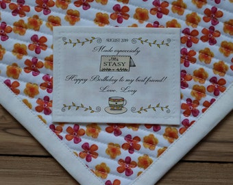 Etiquetas grandes para colchas, etiquetas personalizadas, etiquetas para colchas, etiquetas de tela, parches para colchas, etiquetas recortables, taza de té, tela, mamá, madre, regalos