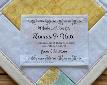 Large Quilt Labels | Personalized Sewing Labels | Knitting Labels | Personalized Quilt Labels | Custom Fabric Blanket Labels, wedding favors