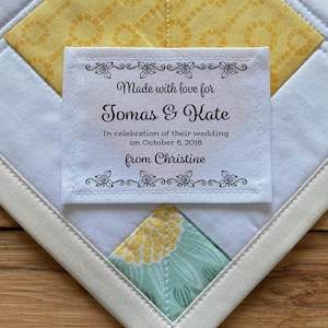 Large Quilt Labels | Personalized Sewing Labels | Knitting Labels | Personalized Quilt Labels | Custom Fabric Blanket Labels, wedding favors
