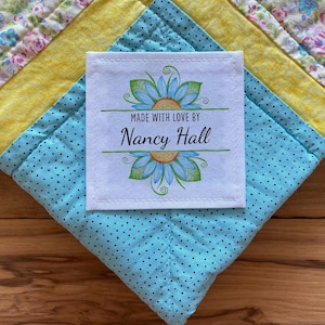 Große Etiketten | Deckchen Etiketten | Quilt Aufkleber | Aufnäher | Stricketiketten | Personalisierte Etiketten, Muttertag, Kranz, grün
