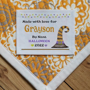 Halloween Quilt Labels | Personalized Sewing Labels, quilt labels, Custom Labels, Quilt Patch, Thanksgiving, knitting labels, fabric