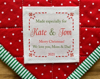 Free Shipping Christmas Sewing Labels, Quilt Labels, Personalized Quilt Labels, christmas quilts, Christmas, presents for kids, Santa Claus