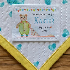 Etiquetas de edredón grandes Coser Etiqueta de edredón personalizada bebé niño Manta Parche etiquetas de punto Bebé Oso Granja Animales bebé niña Baby Shower