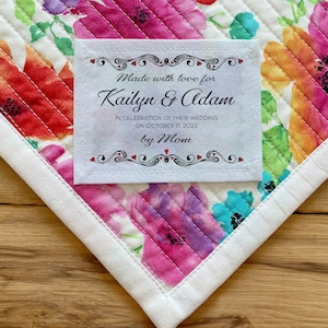 Large Quilt Labels | Personalized Sewing Labels | Knitting Labels | Personalized Quilt Labels | Custom Fabric Blanket Labels, wedding favors