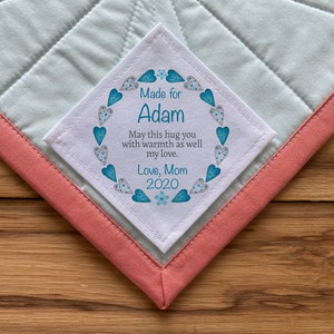 Etiquetas de edredón personalizadas, etiquetas de costura, etiquetas de edredón personalizadas, etiquetas de tela, estadísticas de nacimiento, bebé, niño, niña, 1er cumpleaños, envío gratuito
