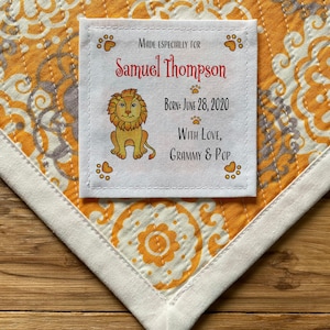 Large Fabric Quilt Label | Personalized Sewing Labels Quilt Label Quilts Patch Custom Fabric Logo Knitting Blanket baby lion African animals