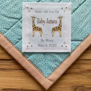 Etiquetas de tela grandes para colchas Etiquetas personalizadas Etiquetas para colchas personalizadas Parche para colcha con forma de jirafa Etiquetas de tela personalizadas Tejido de animales africanos