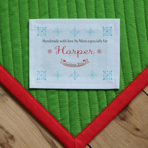 Weihnachten Quilt Label, Weihnachten Nähetiketten, Quilt Muster, Handgemacht, Decke Stricketiketten, Weihnachten Stoff, Baby First Christmas