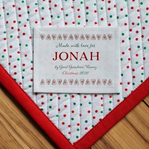 Gratis verzending Kerstquiltlabel | Kerst naailabels | Quiltlabels | Handgemaakte etiketten | Dekenlabel