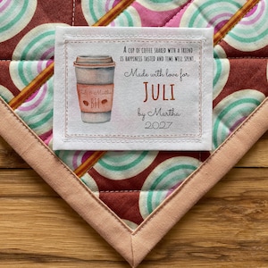Personalisierte Nähen Etiketten, Quilt Patch benutzerdefinierte, Stoff Cut-Out Etiketten, Bügelbild Etikett Stricken , Kaffee Freundschaft , Geburtstagsgeschenk