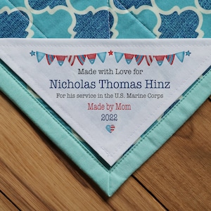 Großes Dreieck Quilt Label, personalisierte Quilt Etiketten, handgemachte Etiketten, 4. Juli, Ecke Quilt Etiketten, von Valor