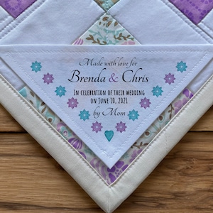 Large Triangle Quilt Label, Personalized Sewing Labels, Personalized Labels, Handmade Labels, Cut-Out Labels, Quilt Labels, wedding gifts