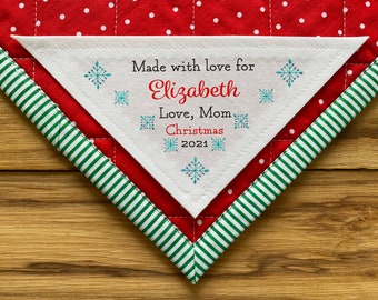 Christmas Corner Label | Quilt Labels | Personalized Sewing Labels | Christmas Fabric Labels | Handmade Labels | Baby First Christmas