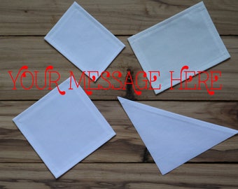 Su mensaje aquí --- SIN DISEÑO --- Cualquier forma - Etiquetas para colchas / Etiquetas de tela personalizadas / Etiquetas para mantas personalizadas / Etiquetas con logotipos