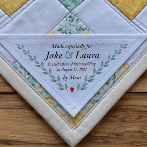 Large Triangle Quilt Label, Personalized Sewing Labels, Personalized Labels, Handmade Labels, Cut-Out Labels, Quilt Labels, wedding gifts image 1