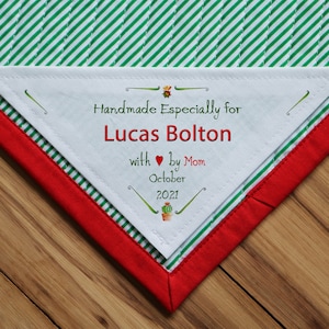 Grande étiquette de couette en tissu, étiquettes de couture, étiquettes de couette personnalisées, étiquettes faites à la main, étiquettes découpées, étiquettes d'angle, cactus vert