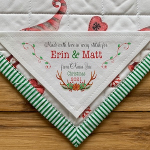 Etichetta per angoli di Natale, etichette da cucito, etichette per trapunte, regali di Natale, matrimonio, pino, coperte, modelli di trapunte, nipote, figlia