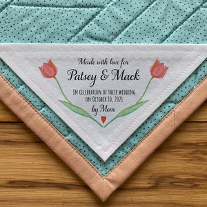 Large Triangle Quilt Label, Personalized Sewing Labels, Personalized Labels, Handmade Labels, Cut-Out Labels, Quilt Labels, wedding gifts
