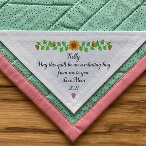 Grand triangle, Étiquettes pour courtepointe, Étiquettes personnalisées à coudre, étiquettes avec logo, étiquettes logo, Étiquettes faites main, Étiquettes découpées, tournesol, tissu, courtepointes