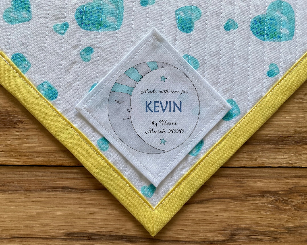 Custom Quilt Patch Baby Boy Quilt Labels Personalized Sewing Moon