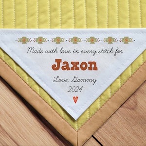 Large Triangle Quilt Label | Personalized Sewing Labels, Personalized Labels, Handmade Labels, western quilts, western fabric, Corner Labels