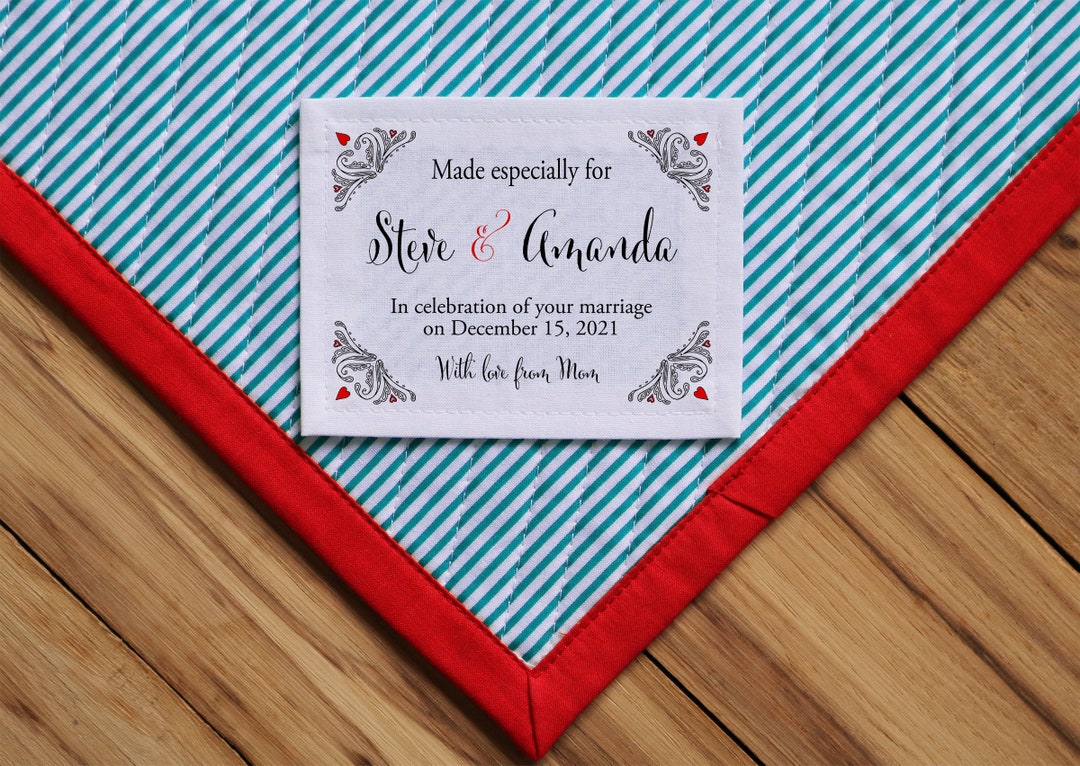 Wedding Quilt Labels, Personalized Sewing Labels, Personalized Quilt ...