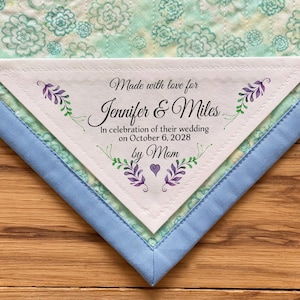 Etiqueta triangular grande para colchas, etiquetas de costura personalizadas, etiquetas personalizadas, etiquetas hechas a mano, etiquetas recortadas, etiquetas para colchas, regalos de boda