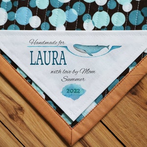 Dreieck Quilt Label, Meer Thema, Quilt Etiketten, Stricketiketten, Aquarelletikett, handgemachte Etiketten, Ecketiketten, Wal, Angeln, Geschenke