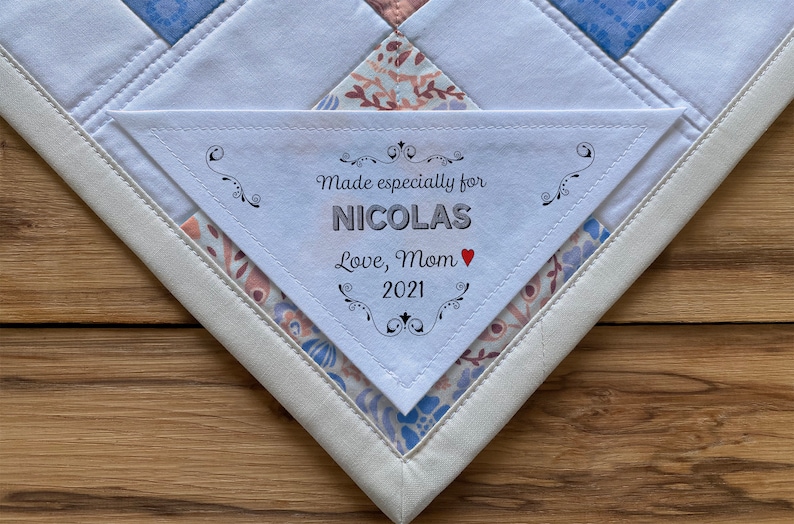 Triangle Quilt Label Personalized Sewing Labels Wedding Quilts Etsy