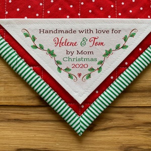 Weihnachten Corner Label, Weihnachtsbaum Stoff, Quilt Etiketten, Weihnachtsgeschenke, Weihnachtskranz, Tannenbaum, Decke, Quilts Muster