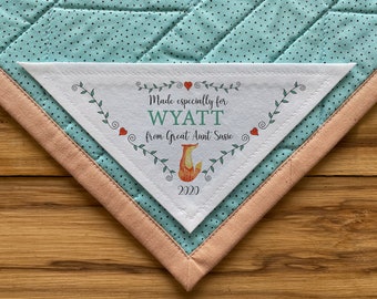 Large Triangle Quilt Label, Personalized Sewing Labels | Personalized Quilt Labels, Handmade, Quilt Labels, fox, forest, animals, kids, baby