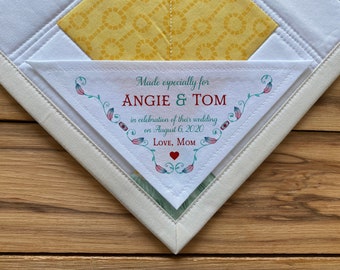 Triangle Quilt Label Personalized Sewing Labels Wedding Quilts | Etsy