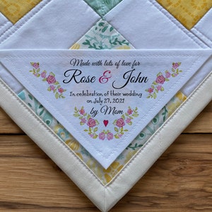 Large Triangle Quilt Label, Personalized Sewing Labels, Personalized Labels, Handmade Labels, Cut-Out Labels, Quilt Labels, wedding gifts
