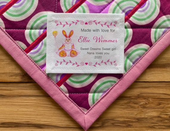 Large Triangle Quilt Label Personalized Sewing Labels 