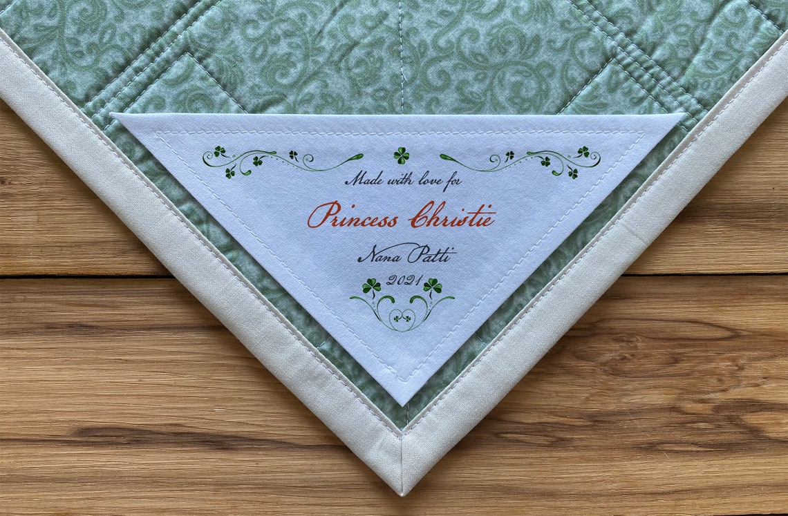 Large Corner Quilt Label Personalized Sewing Labels Etsy